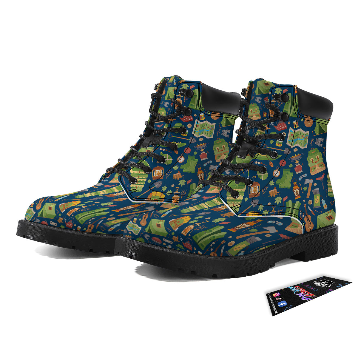Cute Camping Equipment Print Pattern Boots-grizzshop