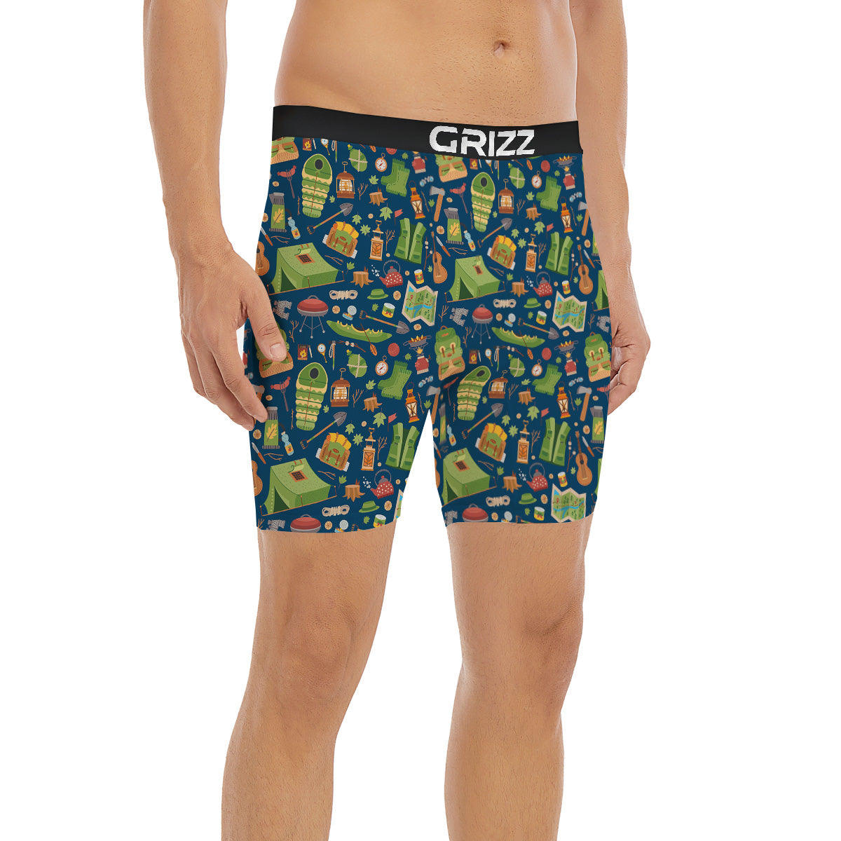 Cute Camping Equipment Print Pattern Boxer Briefs-grizzshop