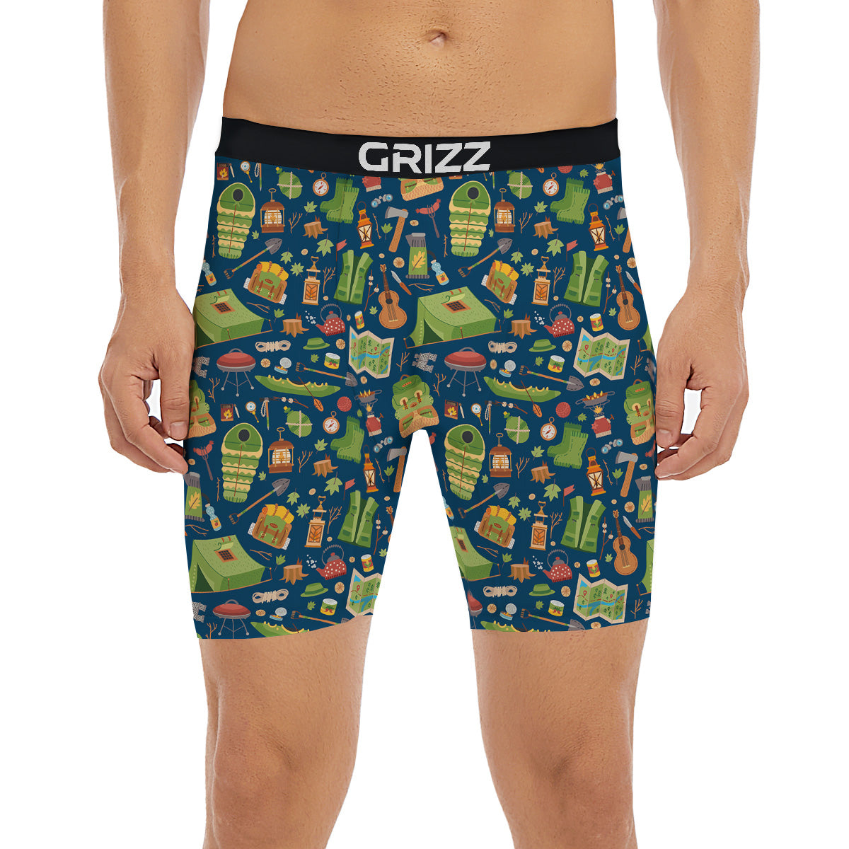Cute Camping Equipment Print Pattern Boxer Briefs-grizzshop