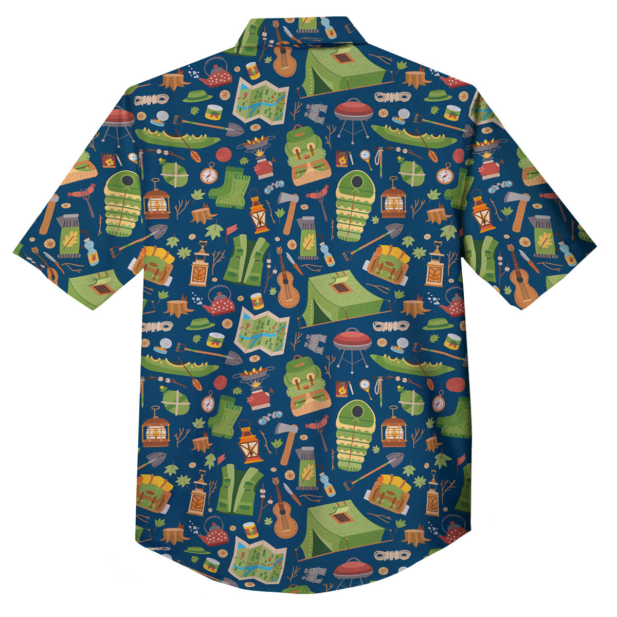 Cute Camping Equipment Print Pattern Button Up Shirt-grizzshop