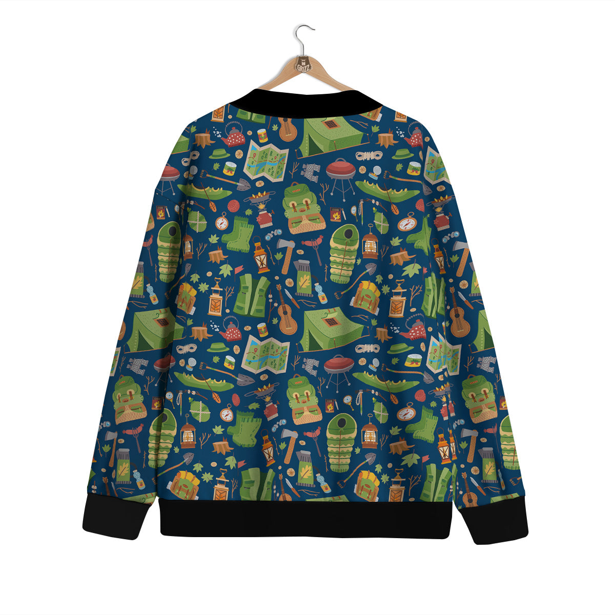 Cute Camping Equipment Print Pattern Cardigan-grizzshop