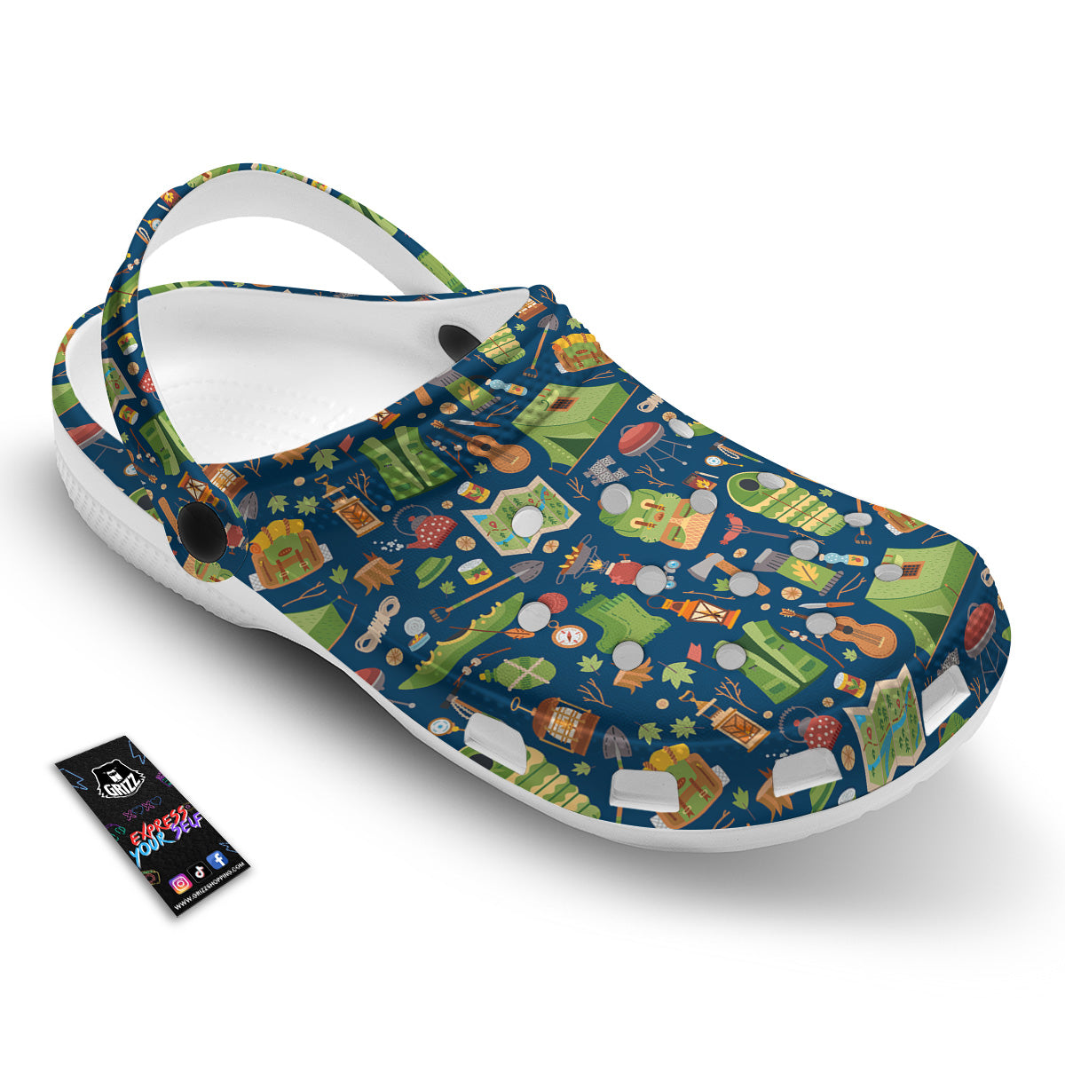 Cute Camping Equipment Print Pattern Clog-grizzshop