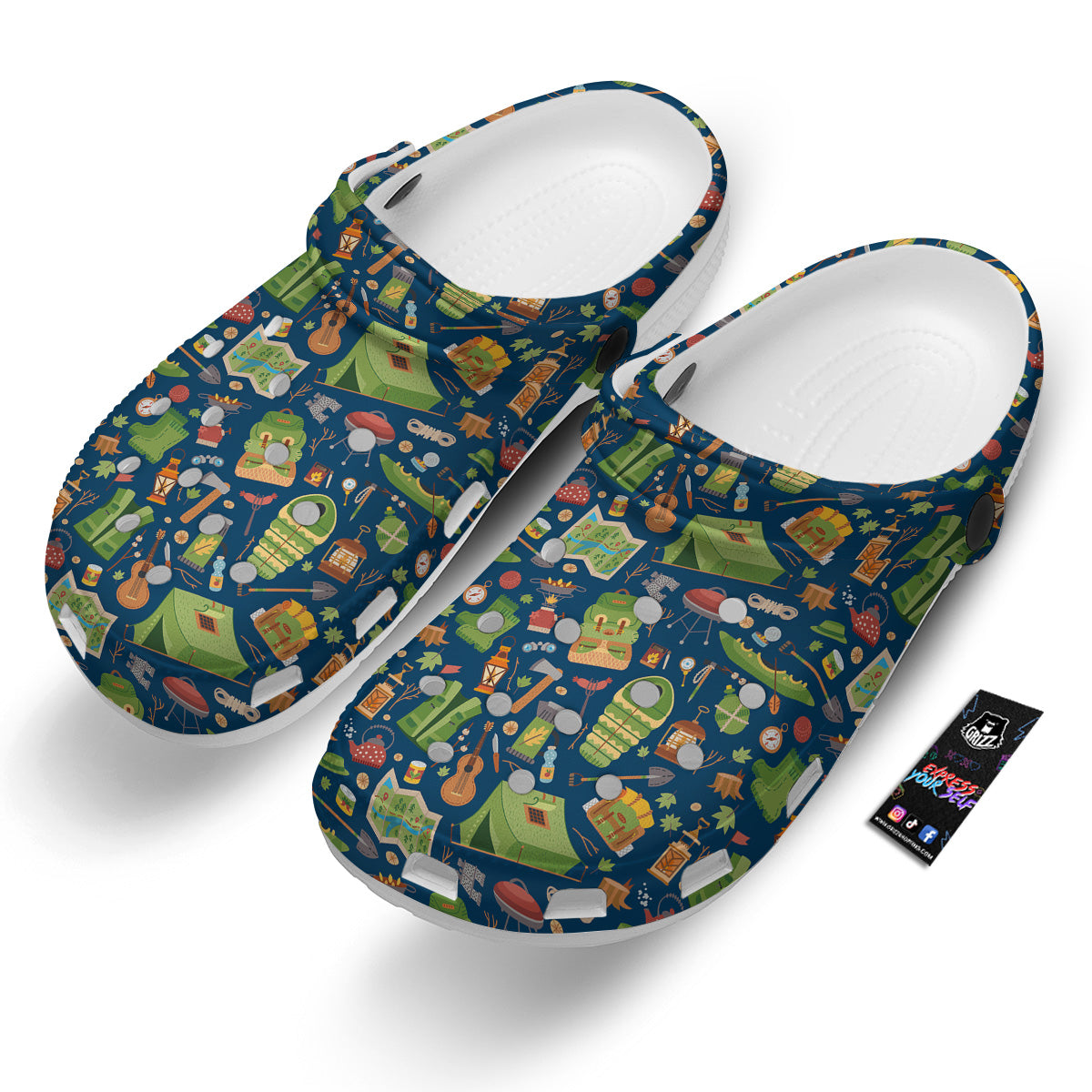 Cute Camping Equipment Print Pattern Clog-grizzshop