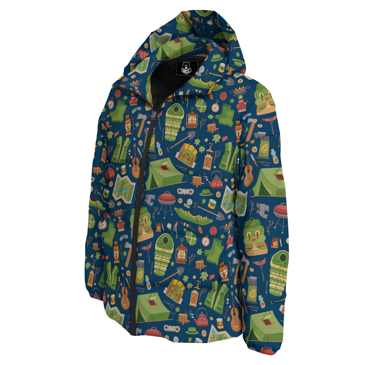 Cute Camping Equipment Print Pattern Down Jacket-grizzshop