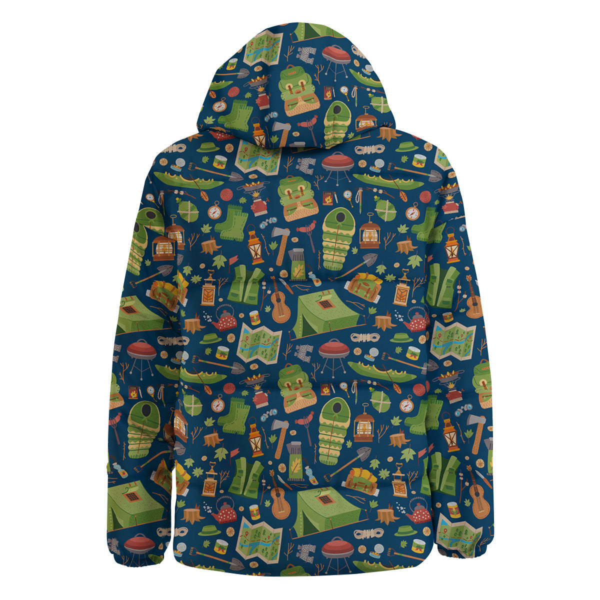 Cute Camping Equipment Print Pattern Down Jacket-grizzshop