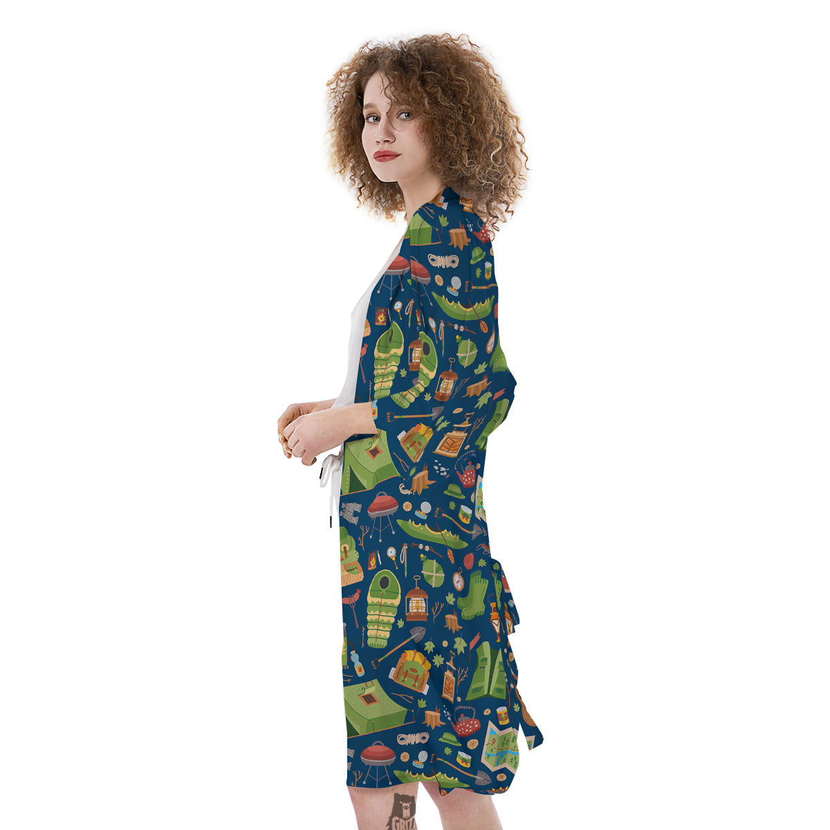 Cute Camping Equipment Print Pattern Kimono-grizzshop