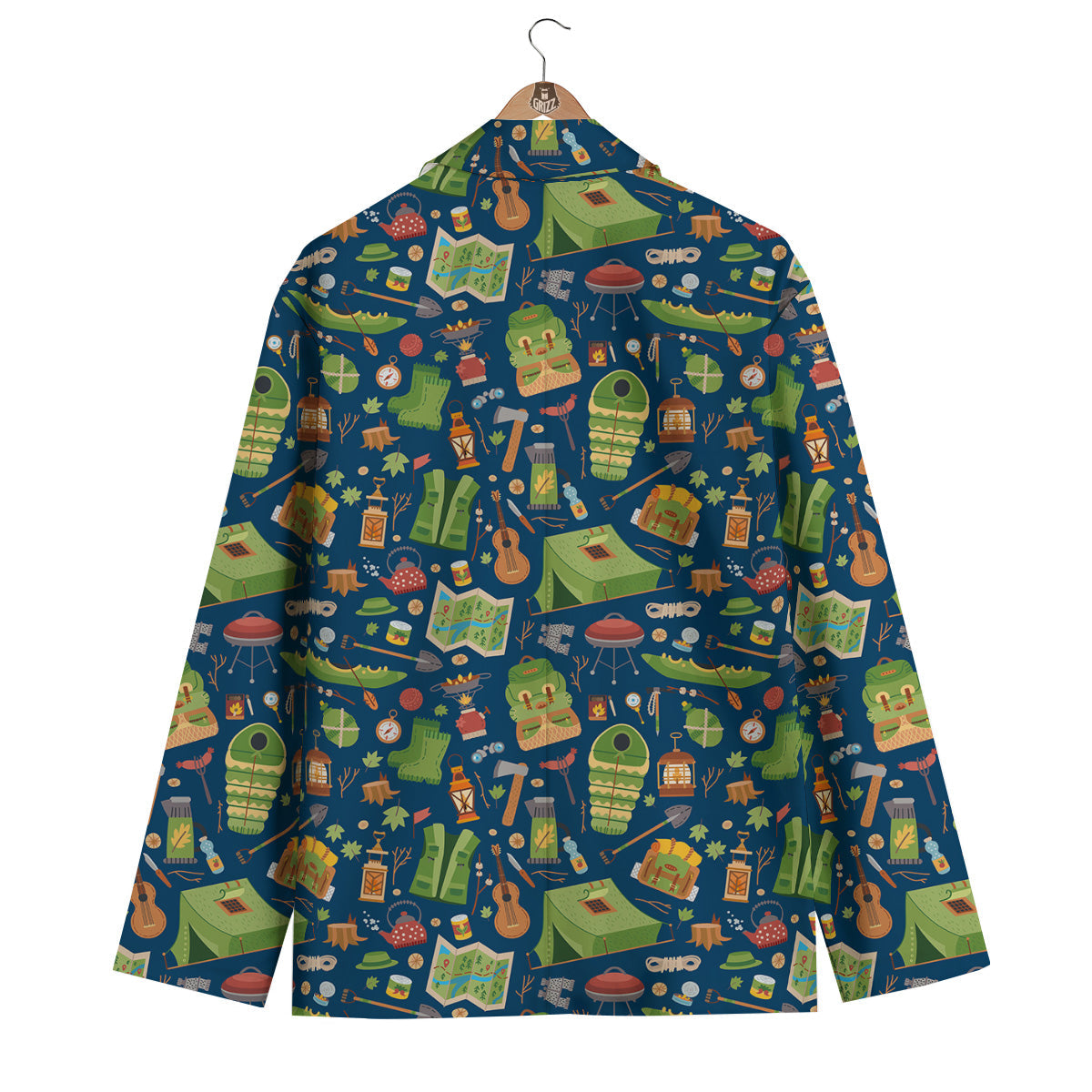 Cute Camping Equipment Print Pattern Men's Blazer-grizzshop