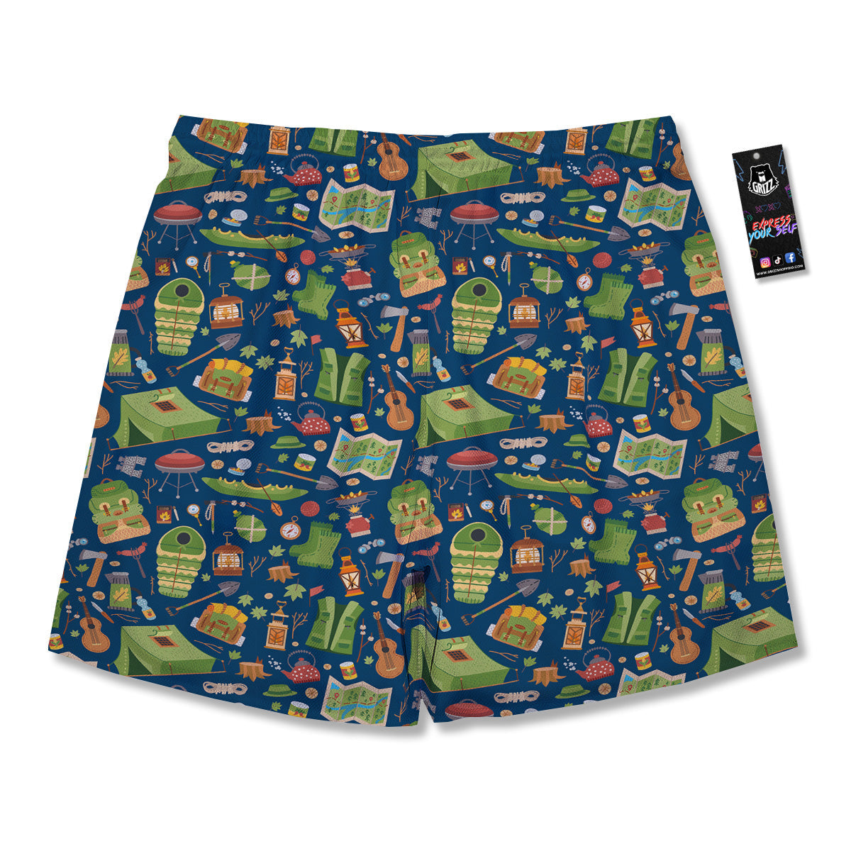 Cute Camping Equipment Print Pattern Men's Running Shorts-grizzshop