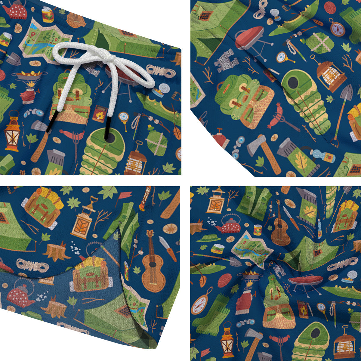 Cute Camping Equipment Print Pattern Men's Running Shorts-grizzshop