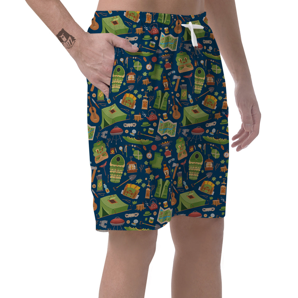 Cute Camping Equipment Print Pattern Men's Shorts-grizzshop