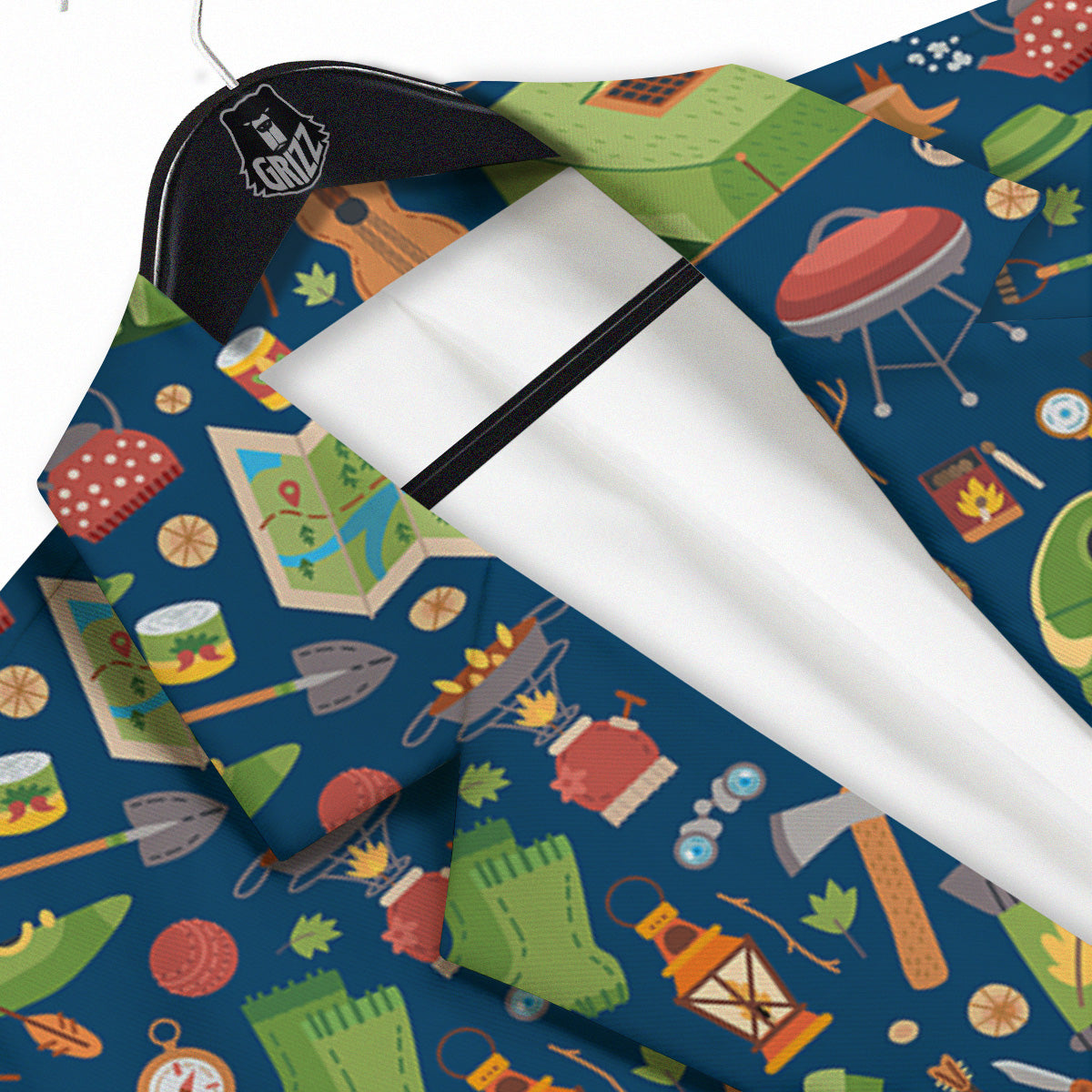 Cute Camping Equipment Print Pattern Men's Sport Coat-grizzshop