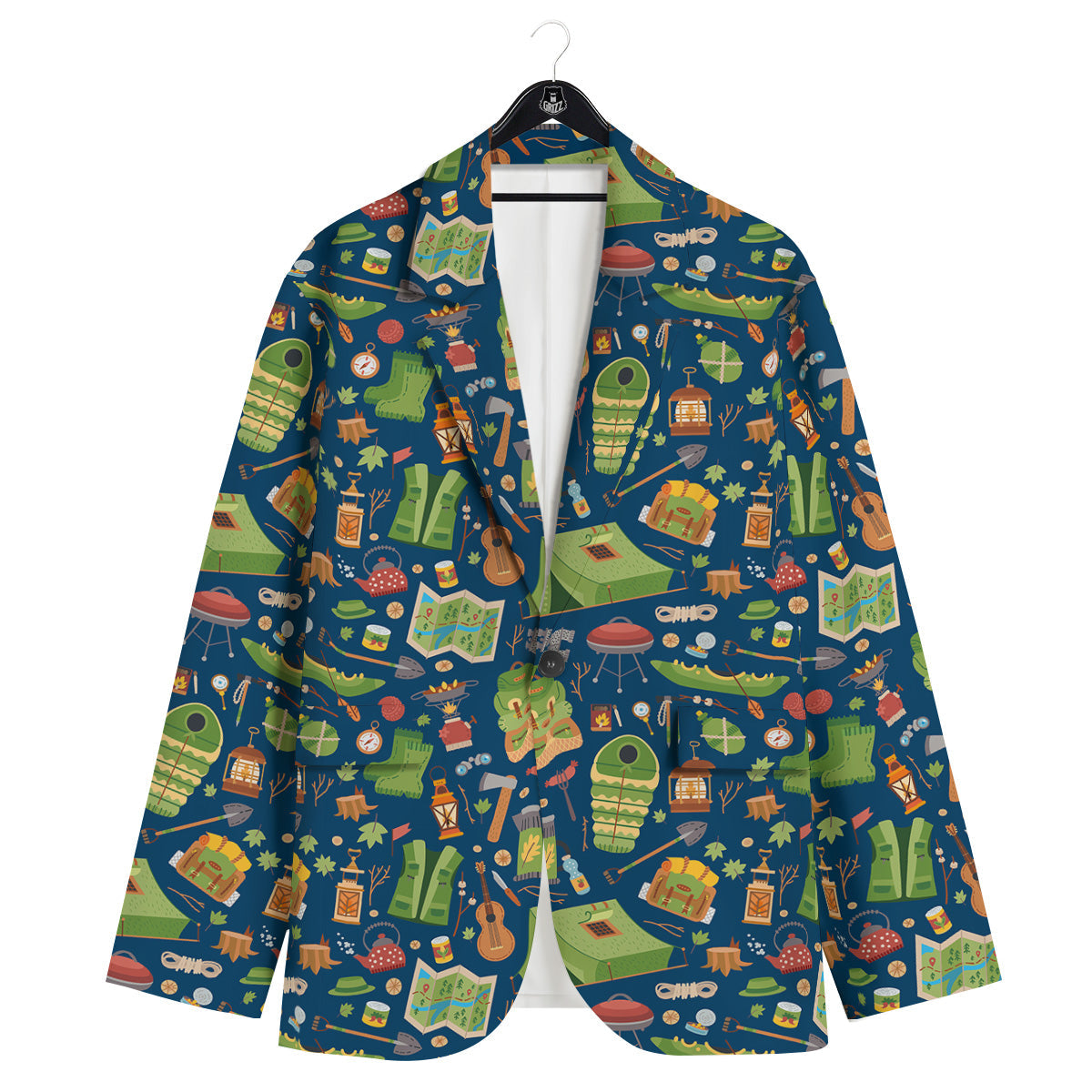 Cute Camping Equipment Print Pattern Men's Sport Coat-grizzshop