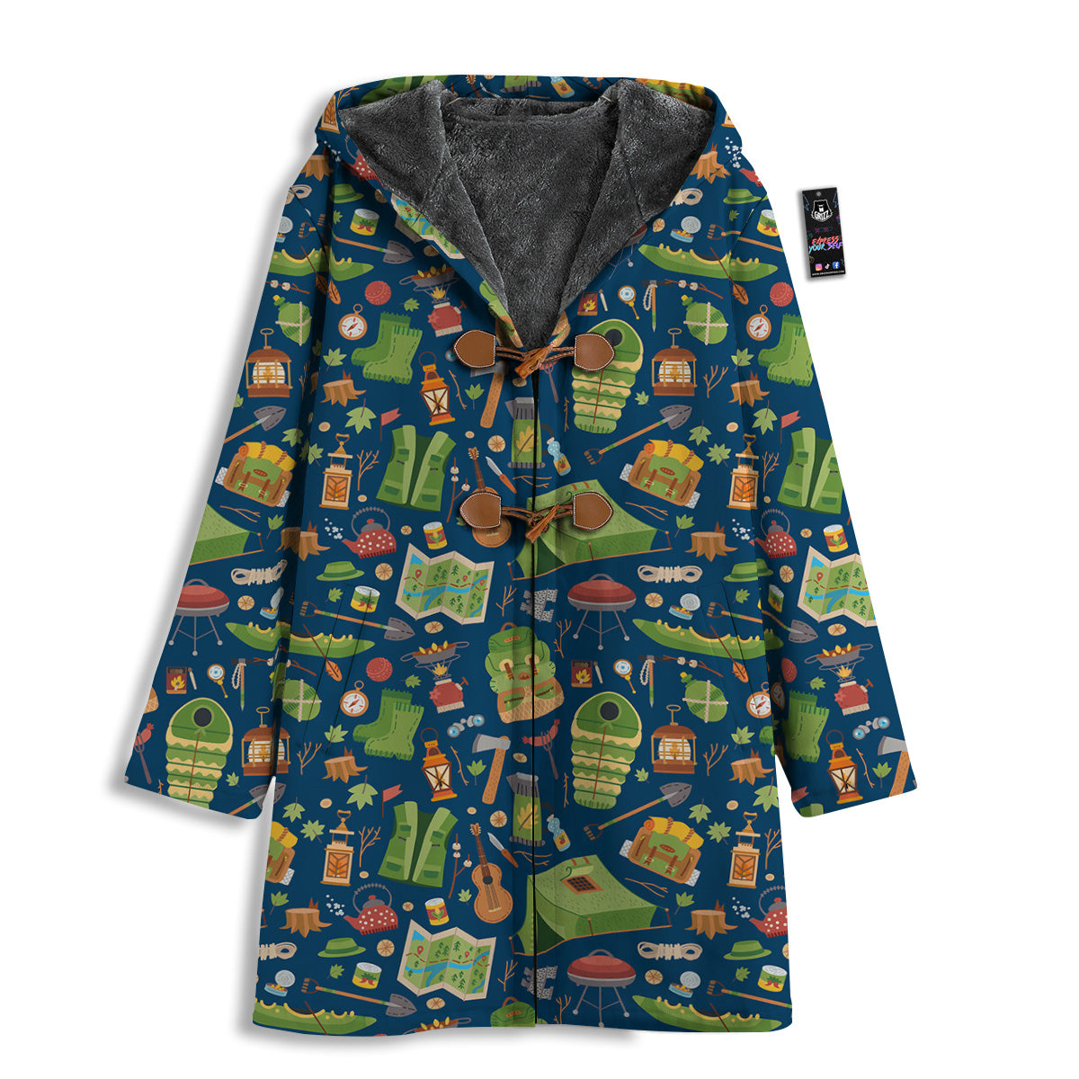 Cute Camping Equipment Print Pattern Men's Windbreaker Jacket-grizzshop