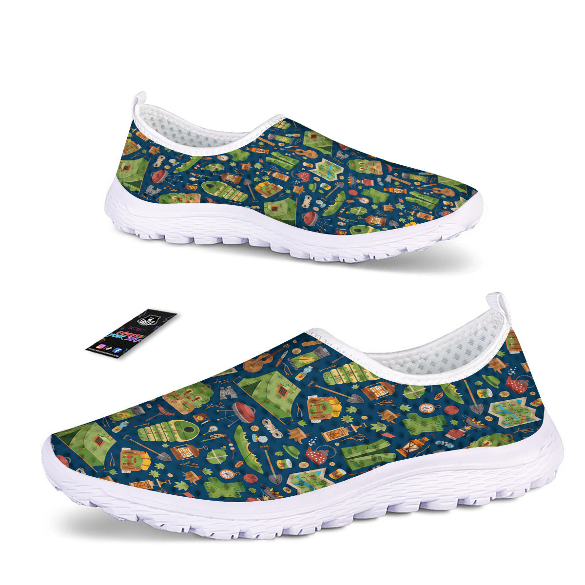 Cute Camping Equipment Print Pattern Nurse Shoes-grizzshop
