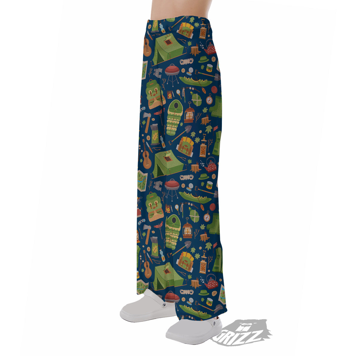 Cute Camping Equipment Print Pattern Pajama Pants-grizzshop