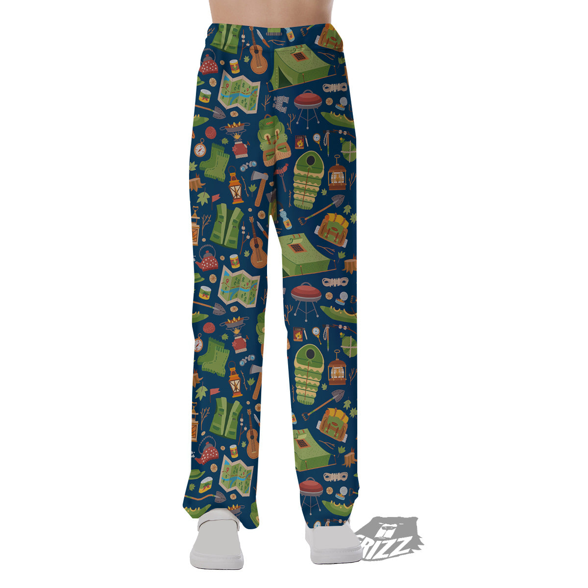 Cute Camping Equipment Print Pattern Pajama Pants-grizzshop