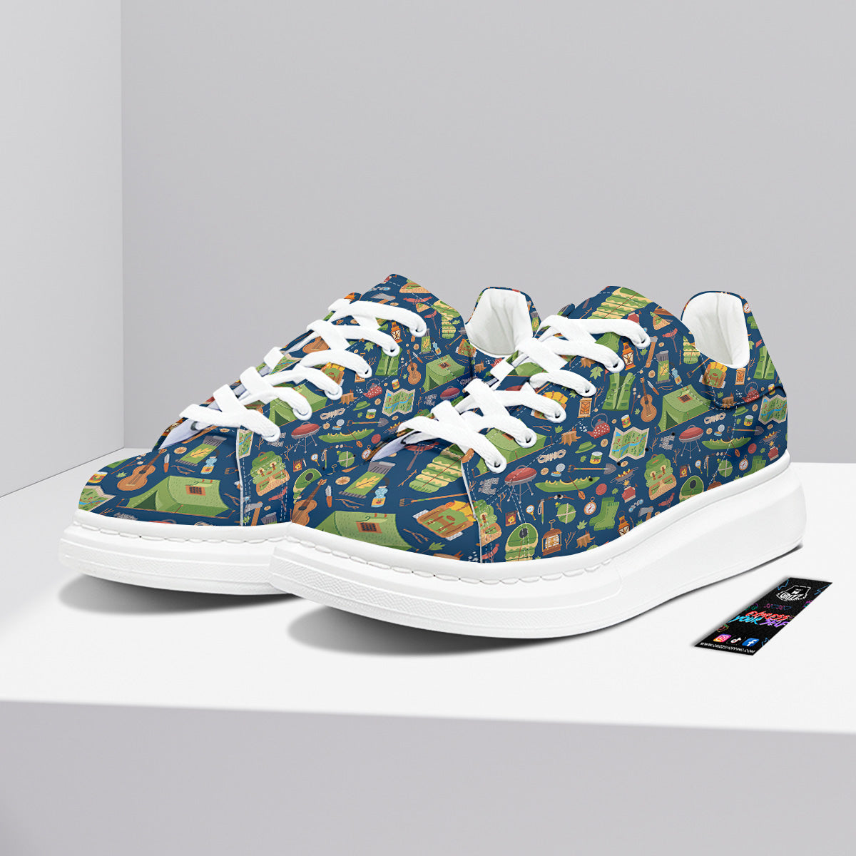 Cute Camping Equipment Print Pattern Platform Shoes-grizzshop