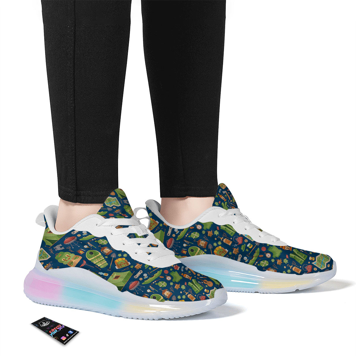 Cute Camping Equipment Print Pattern Running Sneakers-grizzshop