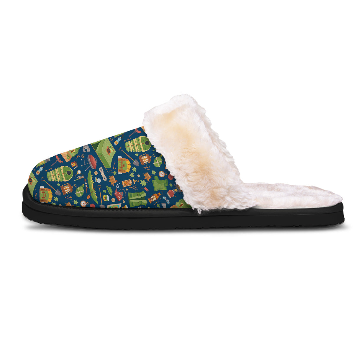 Cute Camping Equipment Print Pattern Slippers-grizzshop