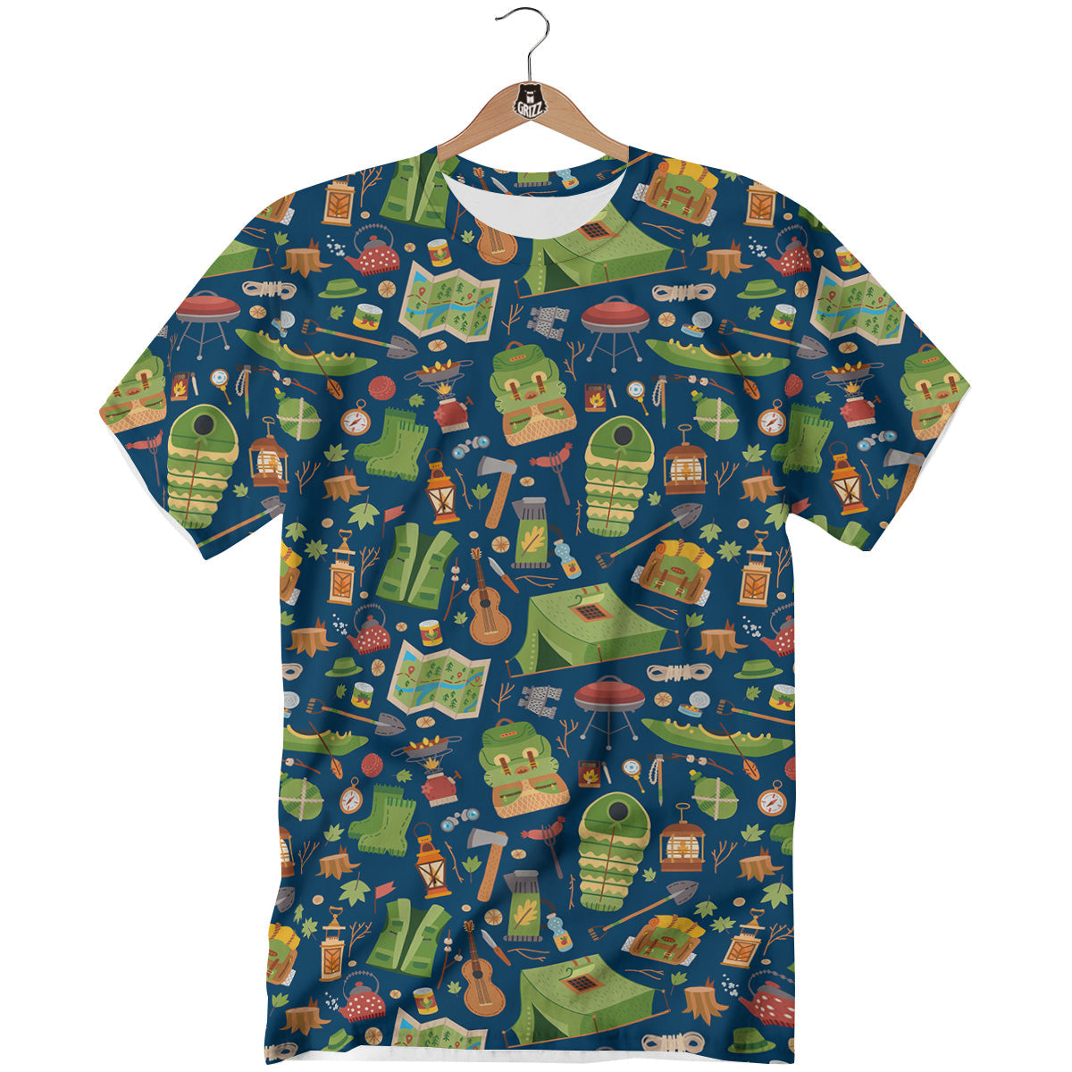 Cute Camping Equipment Print Pattern T-Shirt-grizzshop
