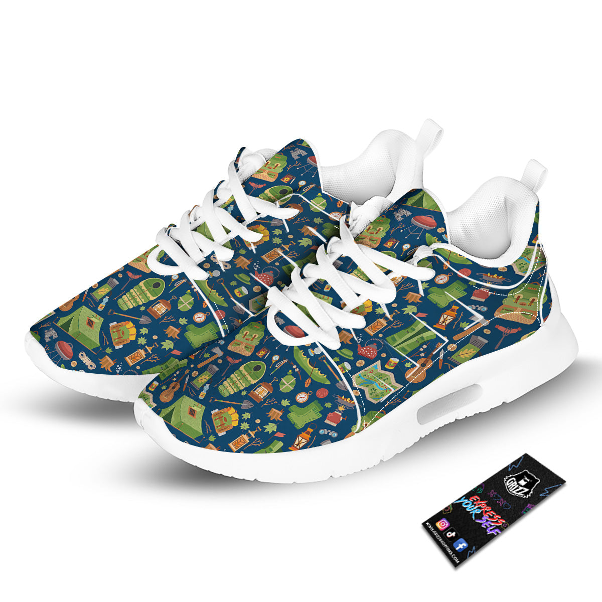 Cute Camping Equipment Print Pattern Tennis Shoes-grizzshop
