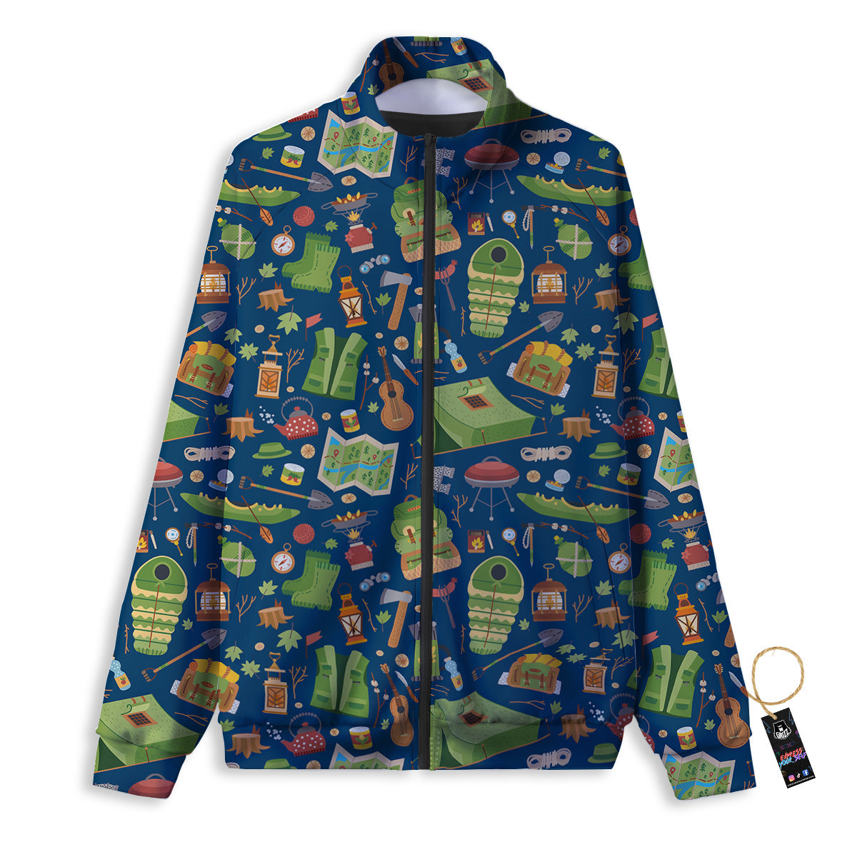 Cute Camping Equipment Print Pattern Track Jacket-grizzshop