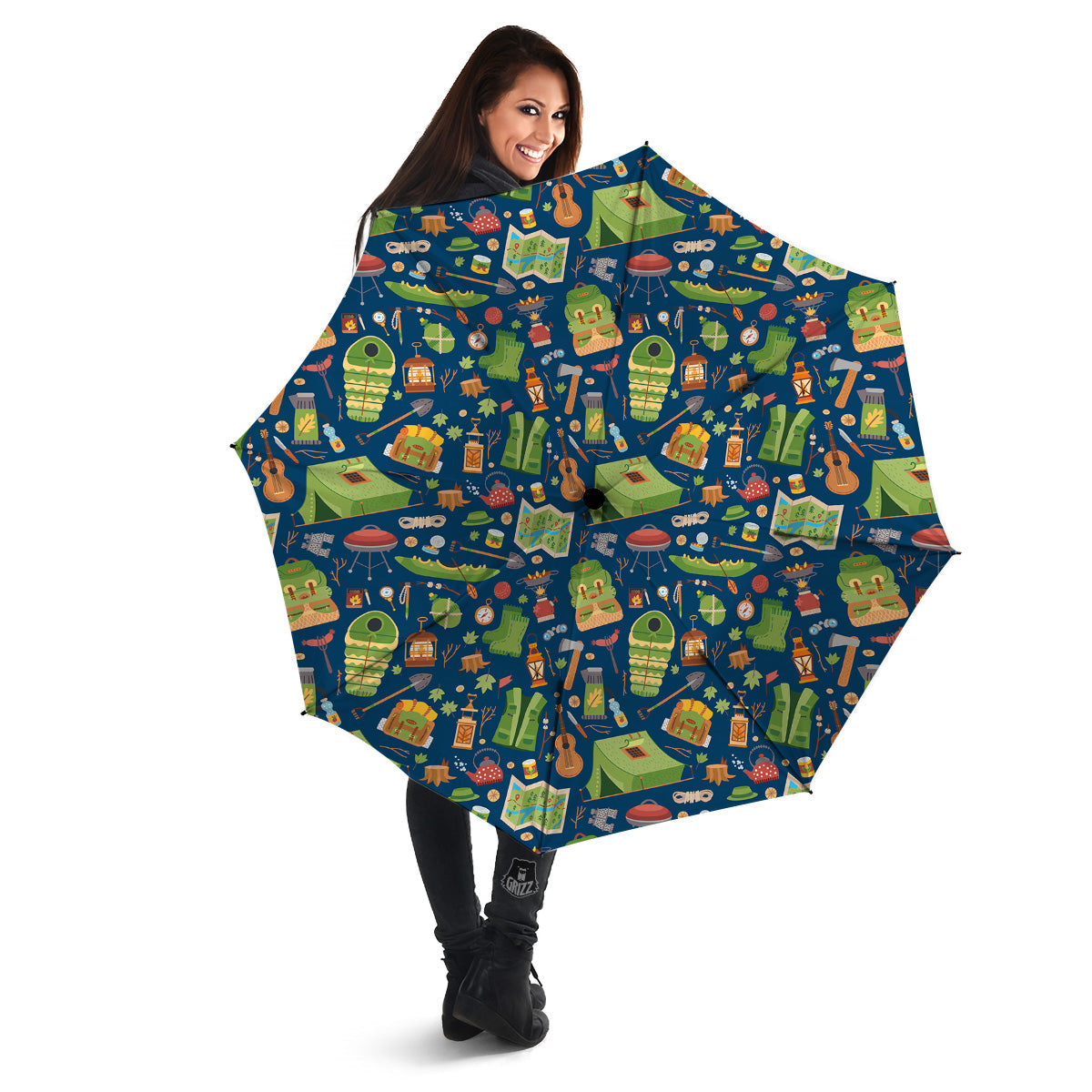 Cute Camping Equipment Print Pattern Umbrella-grizzshop