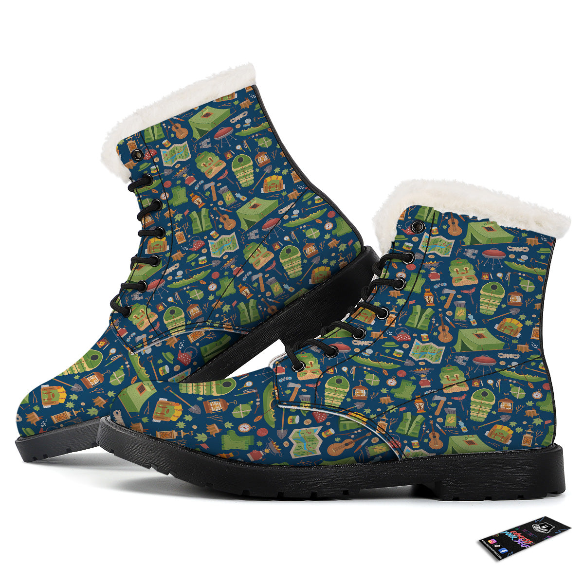 Cute Camping Equipment Print Pattern Winter Boots-grizzshop