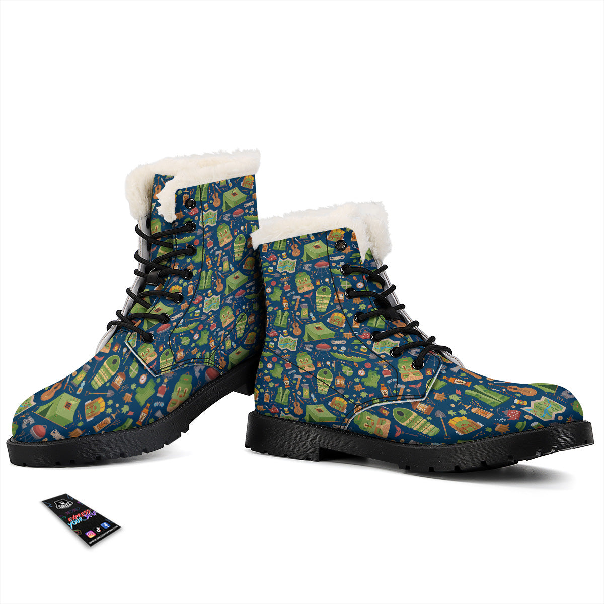 Cute Camping Equipment Print Pattern Winter Boots-grizzshop