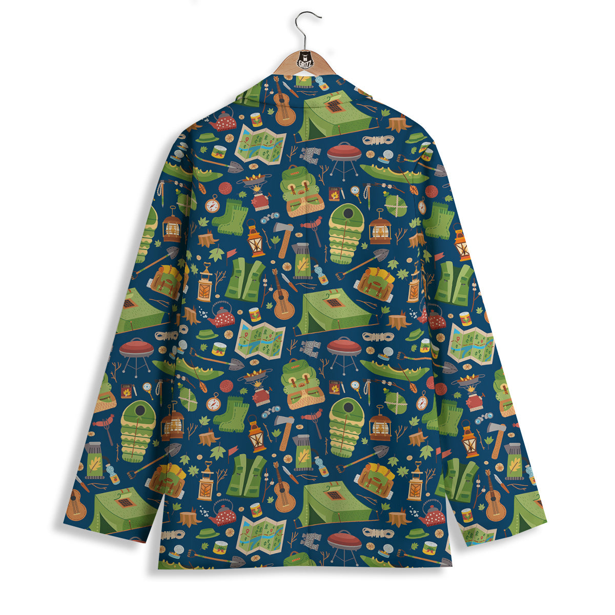 Cute Camping Equipment Print Pattern Women's Blazer-grizzshop