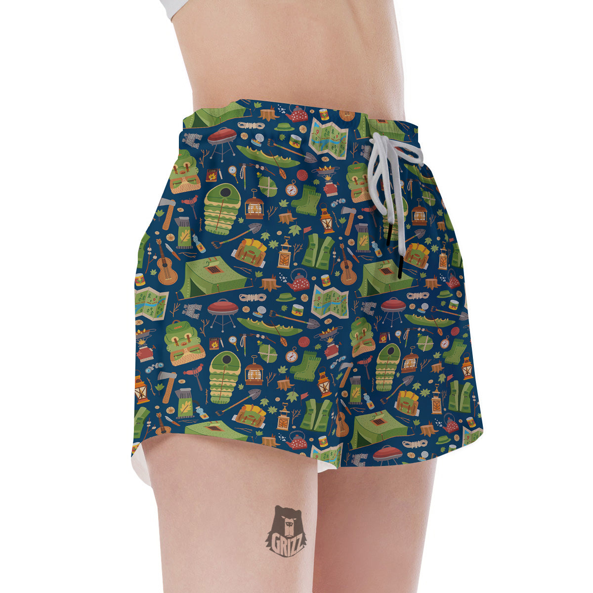 Cute Camping Equipment Print Pattern Women's Shorts-grizzshop