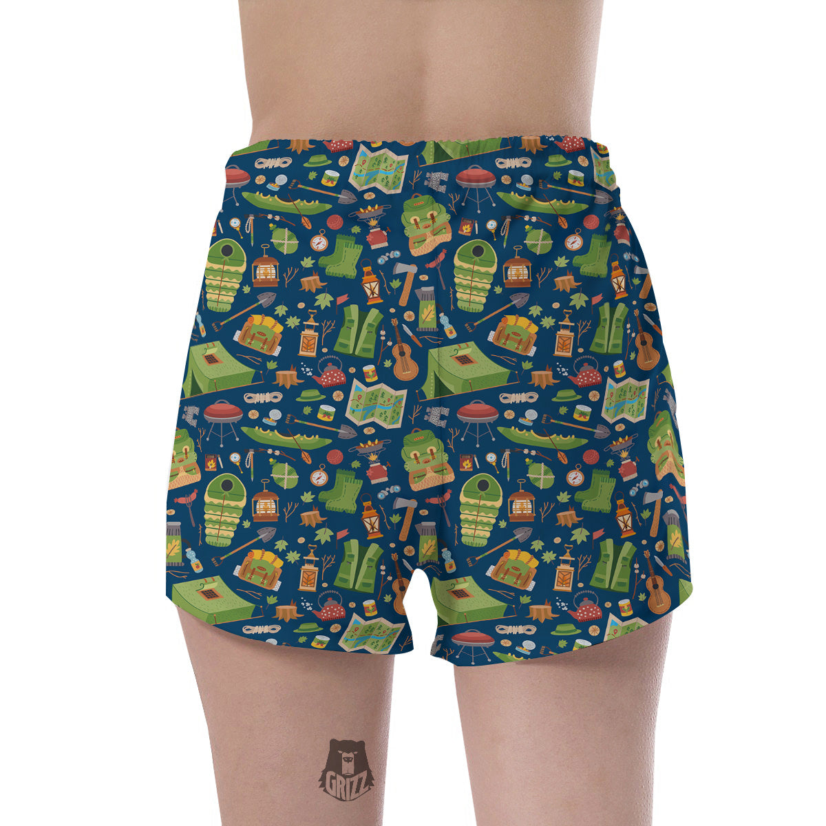 Cute Camping Equipment Print Pattern Women's Shorts-grizzshop
