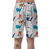 Cute Cartoon Doodle Cat Print Men's Shorts-grizzshop