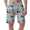 Cute Cartoon Doodle Cat Print Men's Shorts-grizzshop