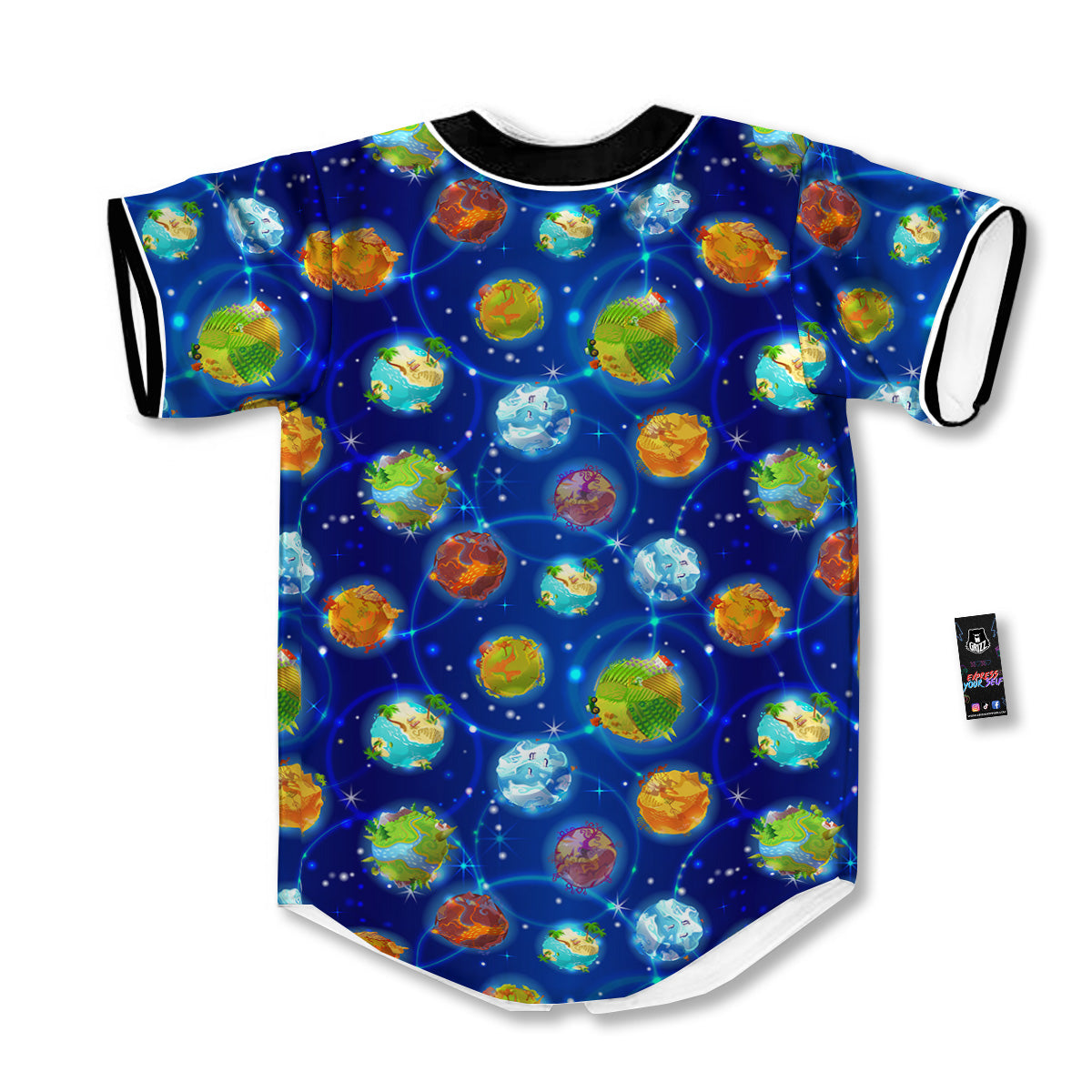 Cute Cartoon Planets Print Pattern Baseball Jersey-grizzshop