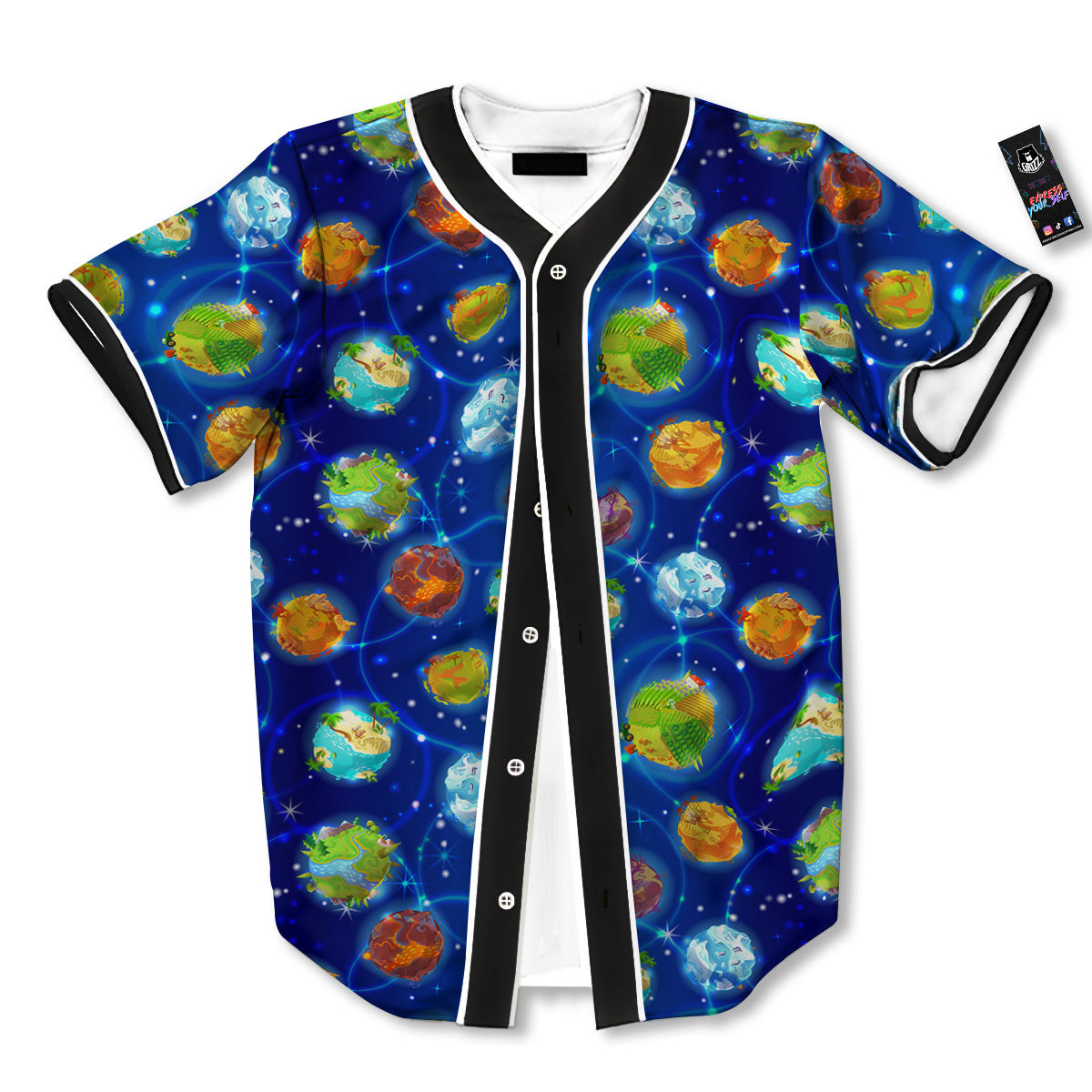 Cute Cartoon Planets Print Pattern Baseball Jersey-grizzshop
