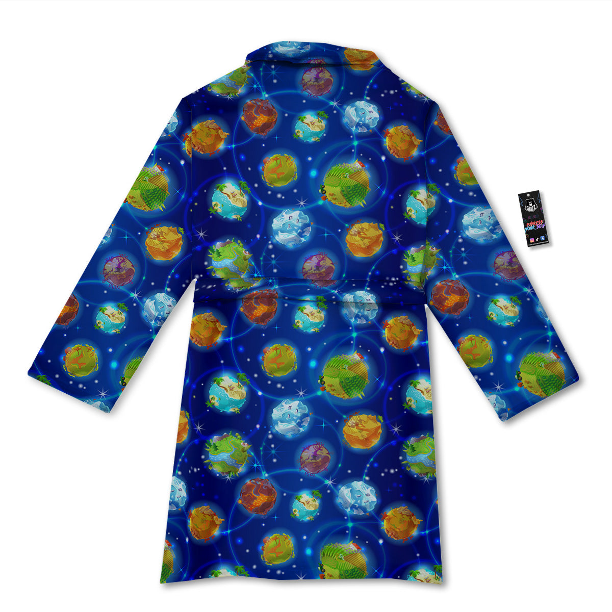 Cute Cartoon Planets Print Pattern Bathrobe-grizzshop