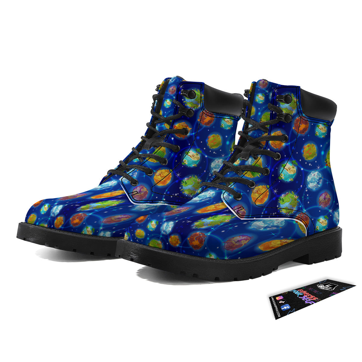 Cute Cartoon Planets Print Pattern Boots-grizzshop