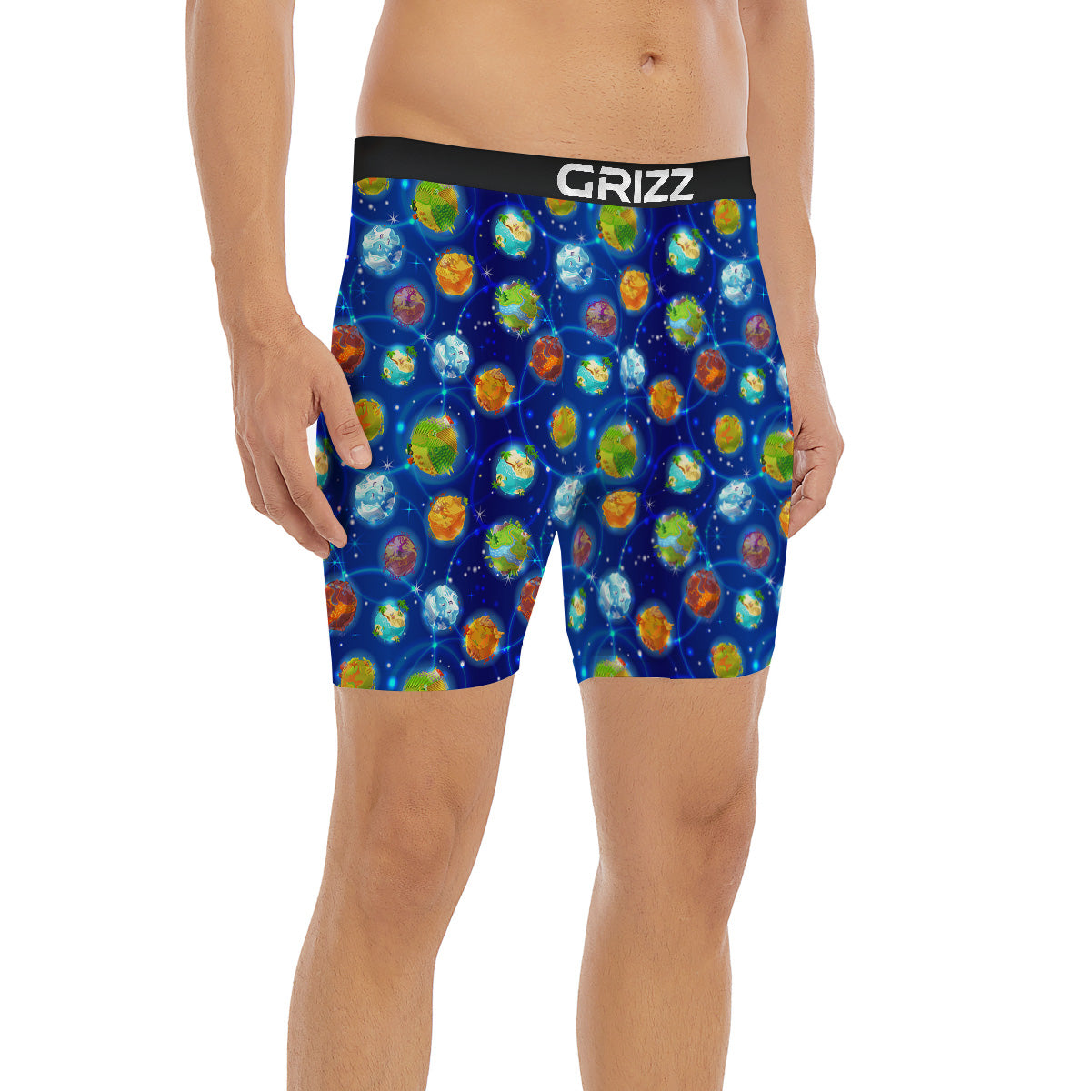 Cute Cartoon Planets Print Pattern Boxer Briefs-grizzshop