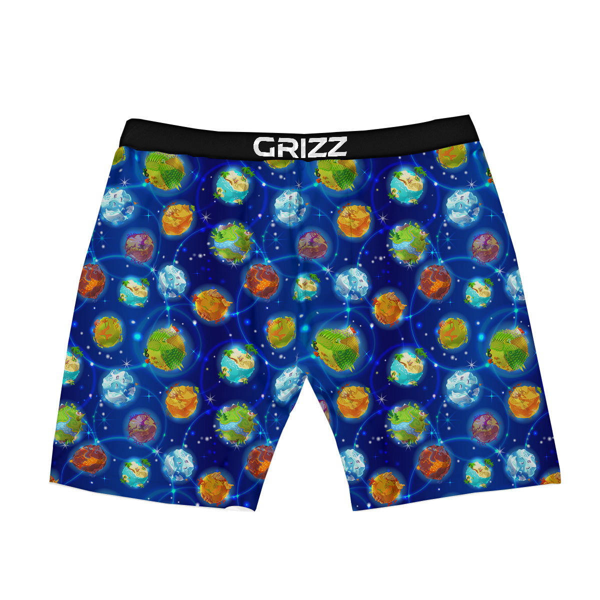 Cute Cartoon Planets Print Pattern Boxer Briefs-grizzshop