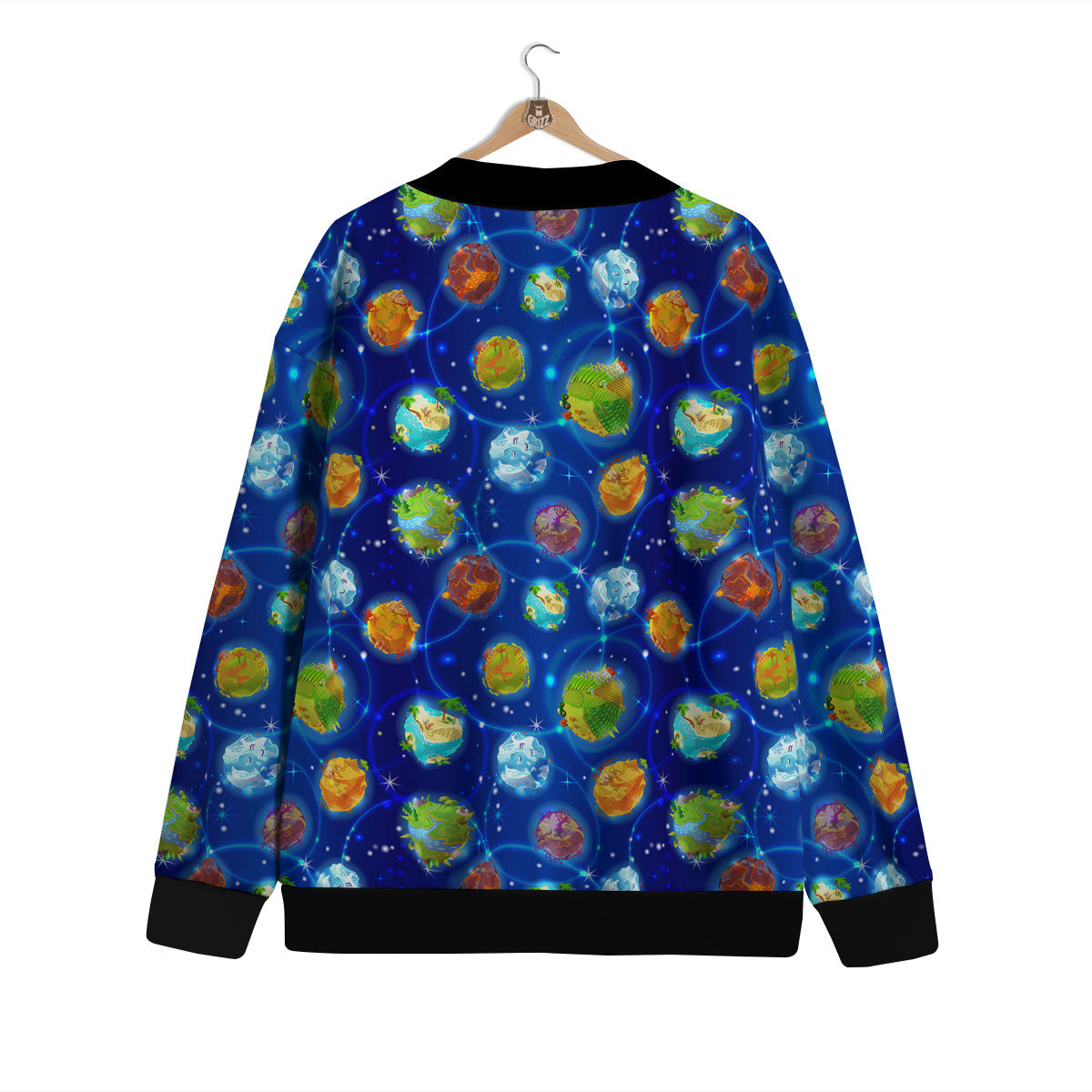 Cute Cartoon Planets Print Pattern Cardigan-grizzshop