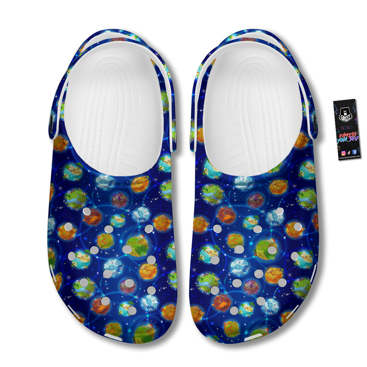Cute Cartoon Planets Print Pattern Clog-grizzshop