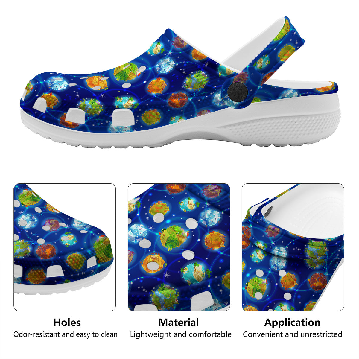 Cute Cartoon Planets Print Pattern Clog-grizzshop