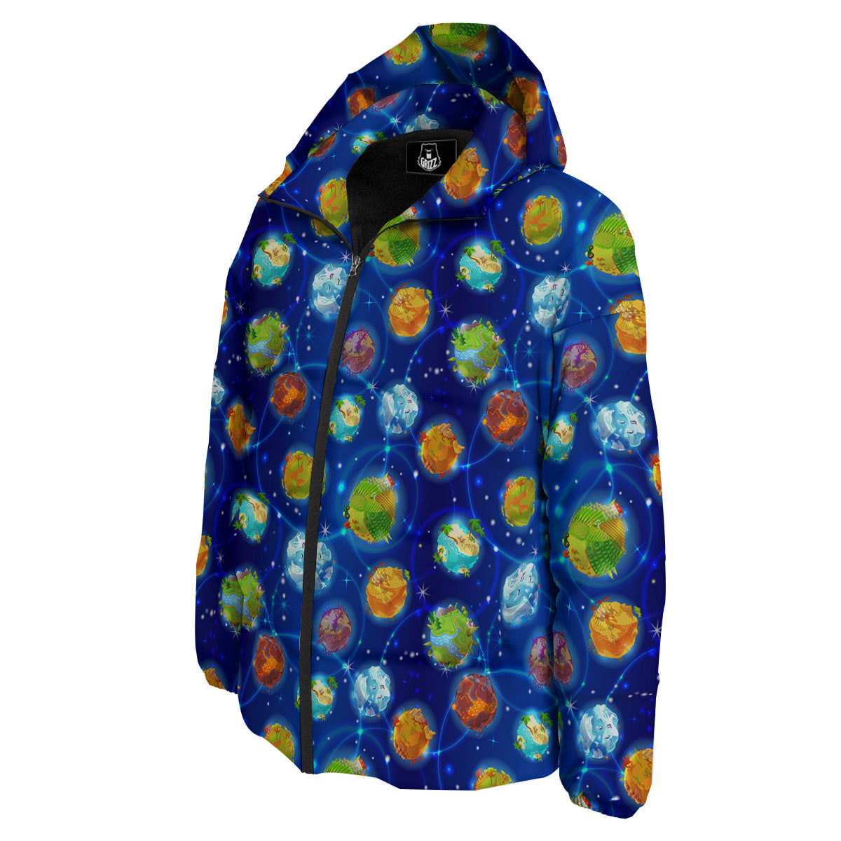Cute Cartoon Planets Print Pattern Down Jacket-grizzshop