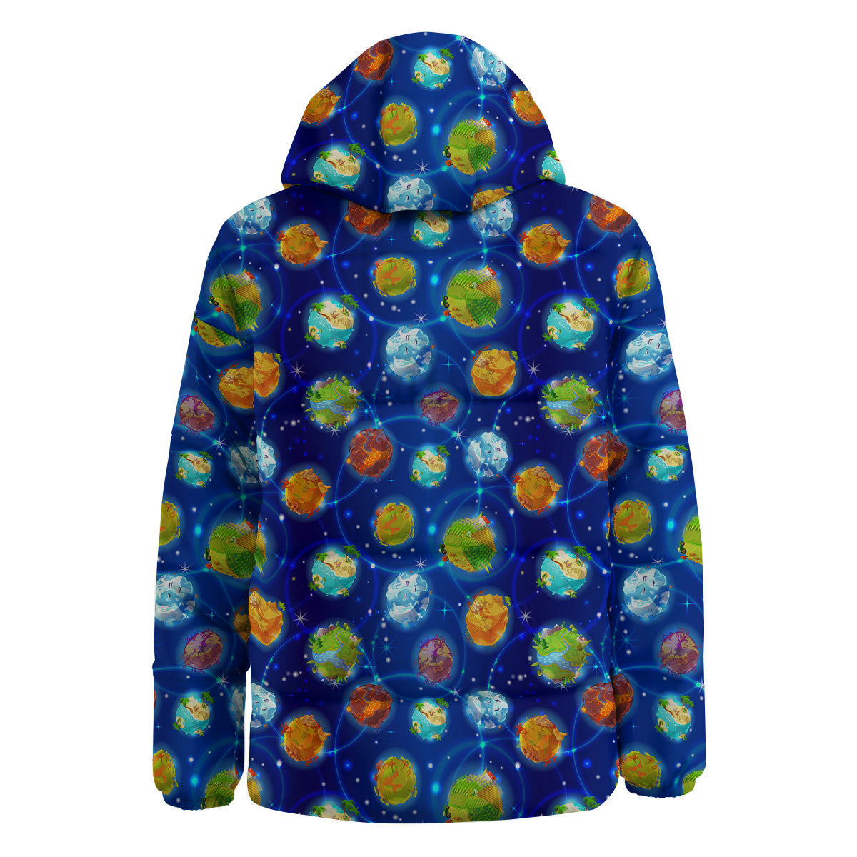 Cute Cartoon Planets Print Pattern Down Jacket-grizzshop