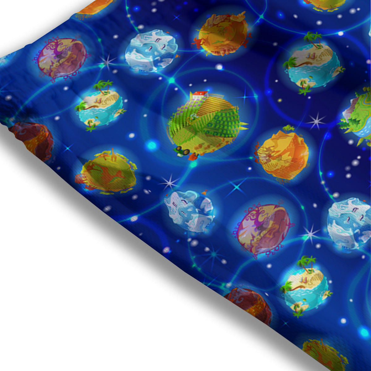Cute Cartoon Planets Print Pattern Mesh Shorts-grizzshop