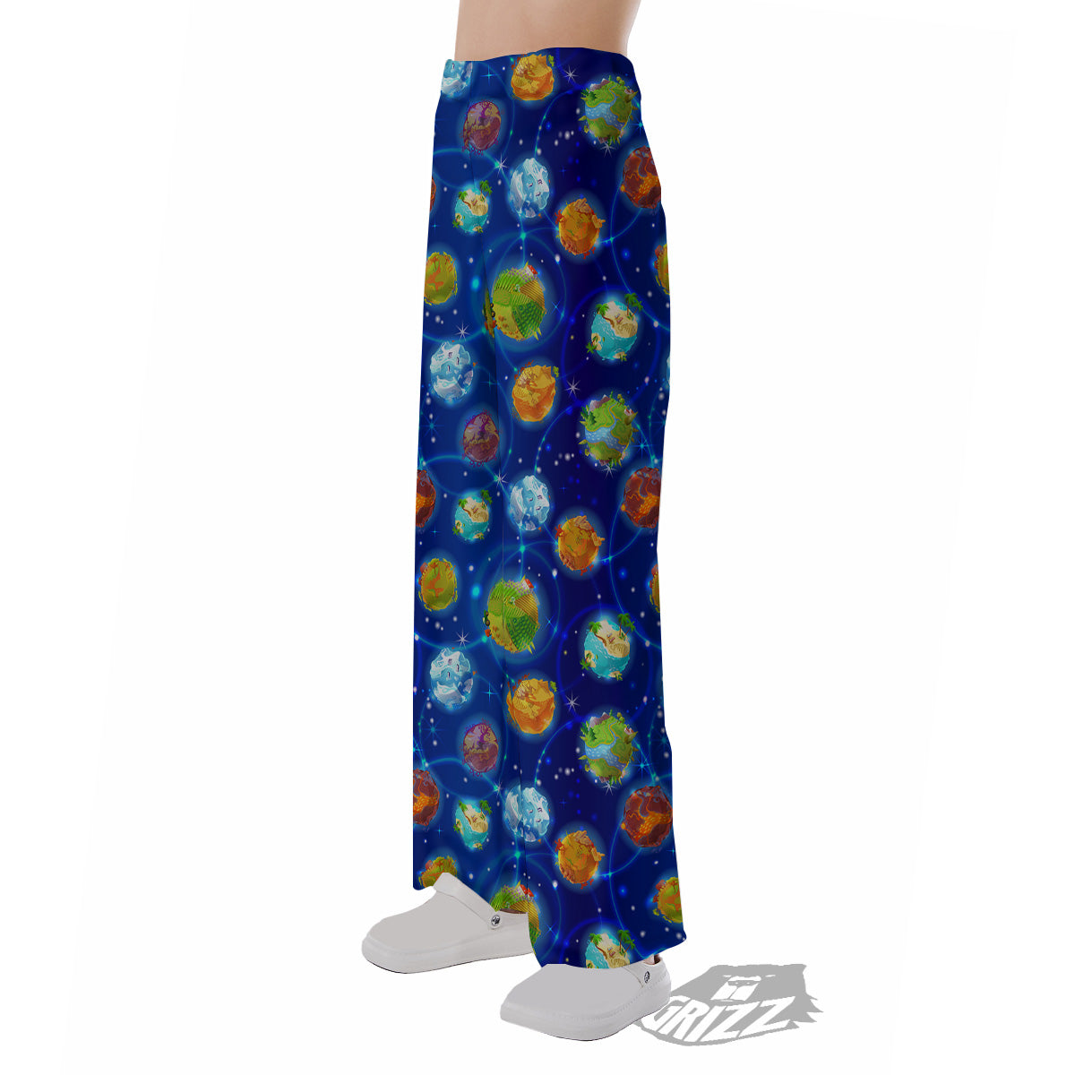 Cute Cartoon Planets Print Pattern Pajama Pants-grizzshop
