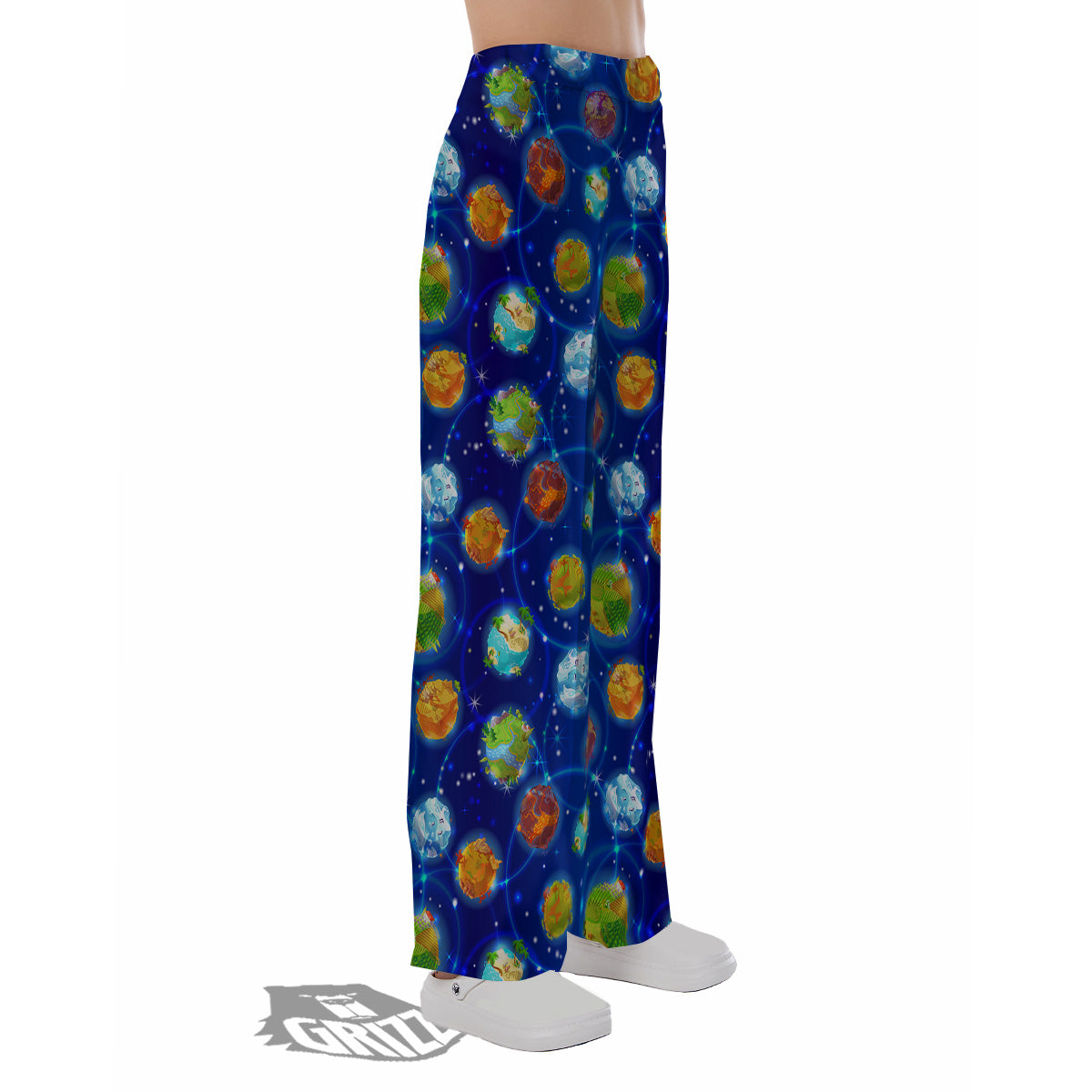 Cute Cartoon Planets Print Pattern Pajama Pants-grizzshop