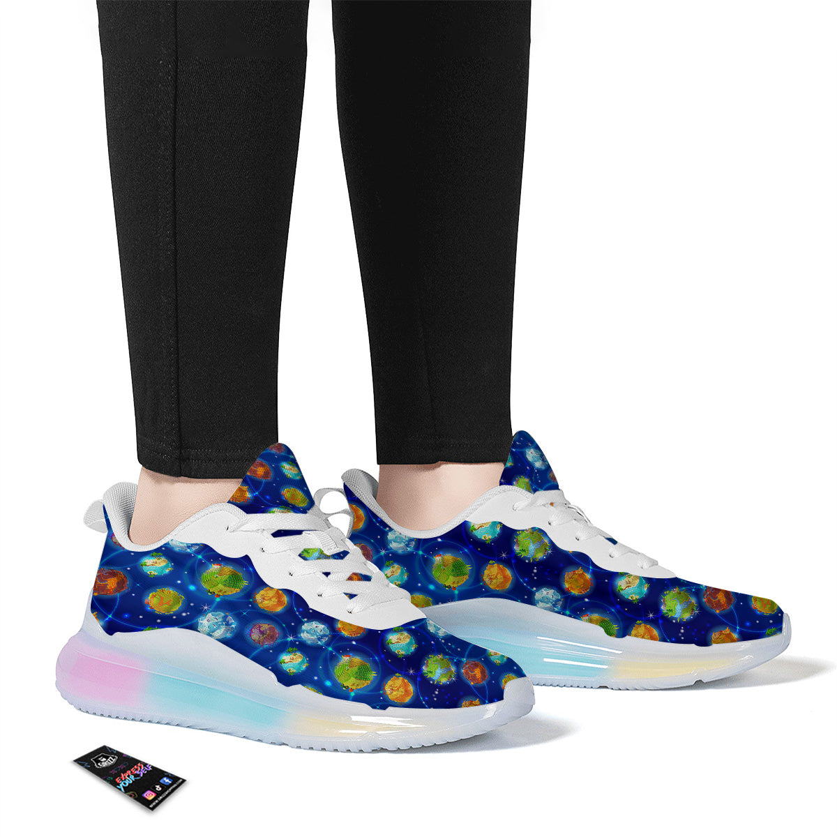 Cute Cartoon Planets Print Pattern Running Sneakers-grizzshop