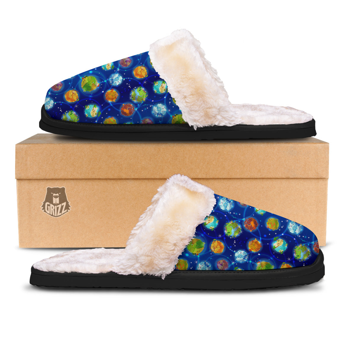 Cute Cartoon Planets Print Pattern Slippers-grizzshop